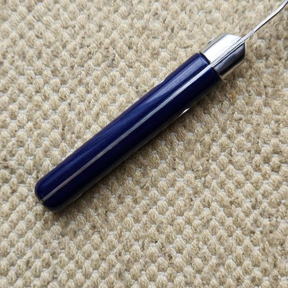 4 Teaspoons Stainless Inox 18/0 Blue Plastic Handle 2 Rivets 6" Pier 1 Le Prix ? - Picture 6 of 6